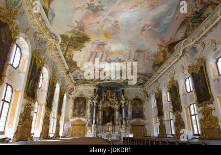 Damian asam, baroque, rococo construit en 1736, dekenfresko de cosmas europe, Allemagne, Bavière, Berlin, asam église, maria de vict Banque D'Images