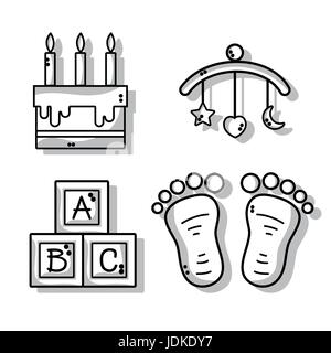 Définir les icônes outils bébés mignons Illustration de Vecteur