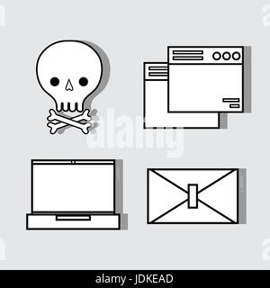 La technologie de l'ensemble crâne avec os et éléments informatiques Illustration de Vecteur