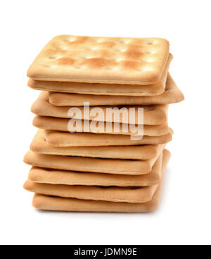 Pile de biscuits soda isolated on white Banque D'Images