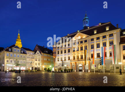 Hôtel de ville sur la place du marché avec l'église Saint-Moritz, guanaco, Haute-Franconie, Franconia, Bavaria, Germany Banque D'Images