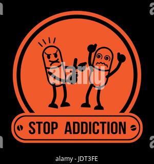 Pas de médicaments, arrêt de la campagne de l'étiquette de l'amphétamine, la toxicomanie vector illustration conceptuelle. Illustration de Vecteur