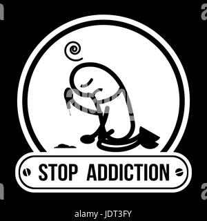 Pas de médicaments, arrêt de la campagne de l'étiquette de la cocaïne, la dépendance vector illustration conceptuelle. Illustration de Vecteur