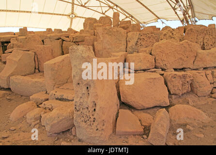 Hagar Qim, megalithic temple mégalithique néolithique site, Malte Banque D'Images