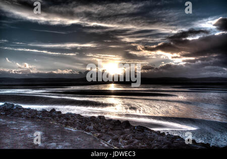 West Kirby Beach Wirral HDR Sunset Banque D'Images