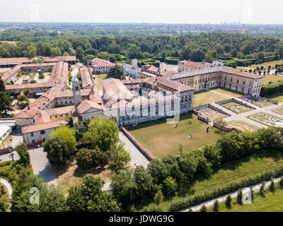 Villa Arconati, Castellazzo, Rho, Milan, Italie. Vue aérienne de la Villa Arconati 21/06/2017. Jardins et Parc, Groane Park. Palace, de style baroque, PAL Banque D'Images