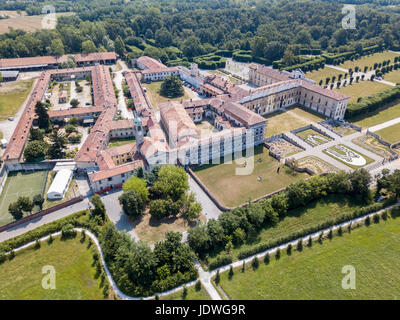 Villa Arconati, Castellazzo, Rho, Milan, Italie. Vue aérienne de la Villa Arconati 21/06/2017. Jardins et Parc, Groane Park. Palace, de style baroque, PAL Banque D'Images