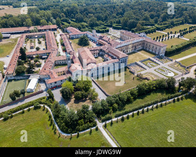 Villa Arconati, Castellazzo, Rho, Milan, Italie. Vue aérienne de la Villa Arconati 21/06/2017. Jardins et Parc, Groane Park. Palace, de style baroque, PAL Banque D'Images