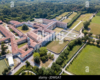 Villa Arconati, Castellazzo, Rho, Milan, Italie. Vue aérienne de la Villa Arconati 21/06/2017. Jardins et Parc, Groane Park. Palace, de style baroque, PAL Banque D'Images