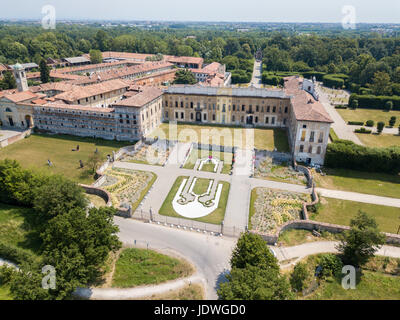 Villa Arconati, Castellazzo, Rho, Milan, Italie. Vue aérienne de la Villa Arconati 21/06/2017. Jardins et Parc, Groane Park. Palace, de style baroque, PAL Banque D'Images