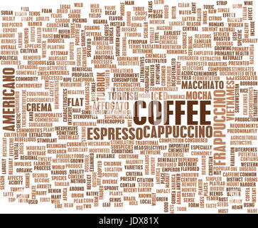 Arrière-plan de café avec différents types et mélanges Banque D'Images