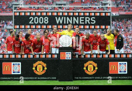 MANCHESTER UTD MANCHESTER UTD 2008/2009 CHARL V PORTSMOUTH WEMBLEY Londres Angleterre 10 Août 2008 Banque D'Images