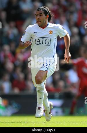 CARLOS TEVEZ MANCHESTER UNITED FC ANFIELD LIVERPOOL ANGLETERRE 13 Septembre 2008 Banque D'Images