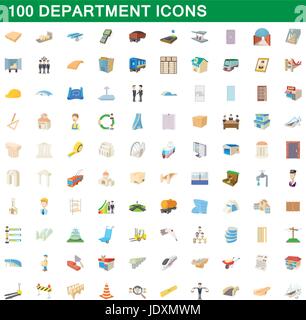 100 Ministère icons set dans un style de dessin animé pour tout modèle vector illustration Illustration de Vecteur