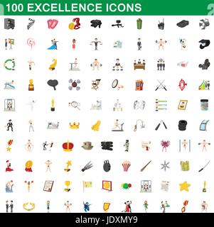 L'excellence 100 icons set dans un style de dessin animé pour tout modèle vector illustration Illustration de Vecteur