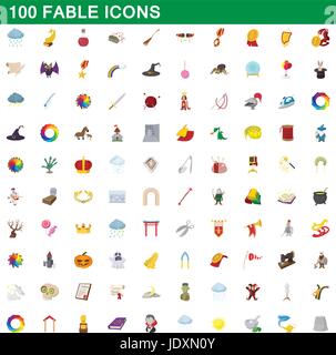 Fable 100 icons set dans un style de dessin animé pour tout modèle vector illustration Illustration de Vecteur