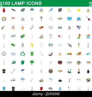 Lampe 100 icons set dans un style de dessin animé pour tout modèle vector illustration Illustration de Vecteur