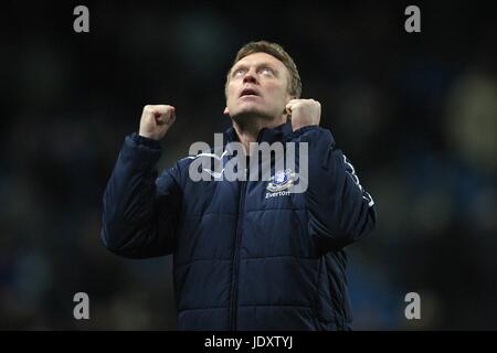 DAVID MOYES CÉLÈBRE MANCHESTER CITY V EVERTON CITY OF MANCHESTER STADIUM Manchester en Angleterre 13 Décembre 2008 Banque D'Images