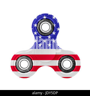 Fidget spinner avec drapeau USA thème sur fond blanc. Banque D'Images