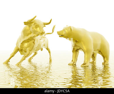 Visualisation numérique de Bull and Bear Banque D'Images