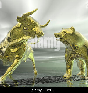 Visualisation numérique de Bull and Bear Banque D'Images