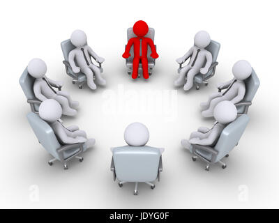 D'affaires 3d sont assis en cercle, mais l'un est différent Banque D'Images