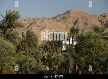 Le paysage de la ville d'allround Aqaba sur la mer rouge en Jordanie dans le Moyen-Orient. Banque D'Images