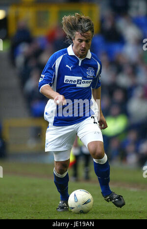 DAVID GINOLA FC Everton GOODISON PARK DE LIVERPOOL 17 Février 2002 Banque D'Images