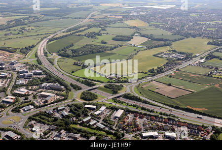 Vue aérienne de la sortie 46 de la M1 à Swillington, Leeds, Royaume-Uni Banque D'Images