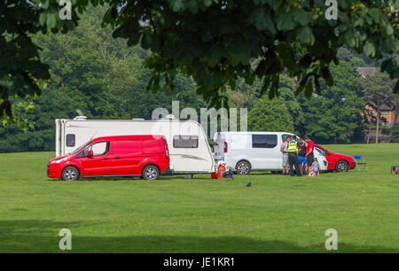 Illégalement Gypies campé sur Abington, Northampton, Royaume-Uni Banque D'Images