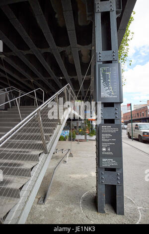 Entrée de la fin de la ligne haute passerelle parc surélevé Meatpacking district New York USA Banque D'Images