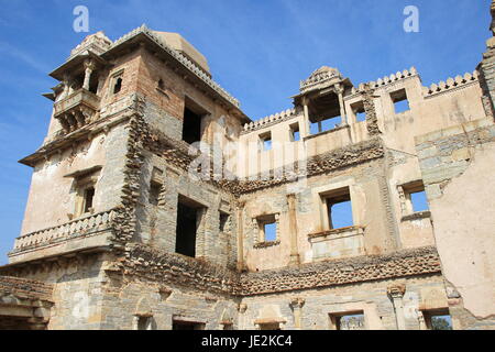 Avis de passage du palais et galerie à Kumbh Mahal, Chittorgarh Fort, Rajasthan, Inde, Asie Banque D'Images