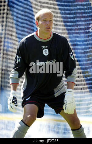 JUSSI JAASKELAINEN BOLTON WANDERERS FC STADE REEBOK BOLTON 01 Septembre 2002 Banque D'Images