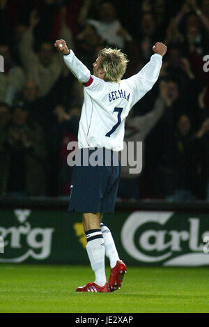 DAVID BECKHAM ANGLETERRE & MANCHESTER UNITED FC 16 Octobre 2002 Banque D'Images