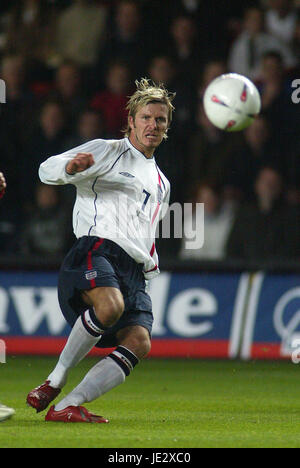 DAVID BECKHAM ANGLETERRE & MANCHESTER UNITED FC 16 Octobre 2002 Banque D'Images