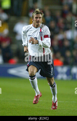 DAVID BECKHAM ANGLETERRE & MANCHESTER UNITED FC 16 Octobre 2002 Banque D'Images