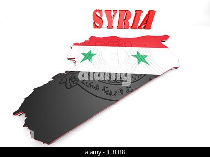 Site illustration de la Syrie avec la carte et d'armoiries Banque D'Images