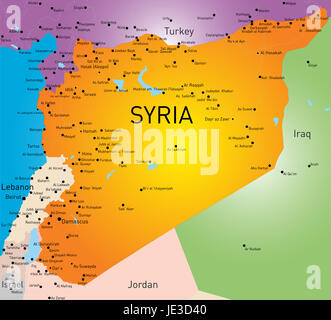 Application couleurs Carte Syrie Banque D'Images