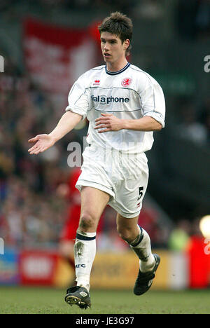 CHRIS RIGGOTT MIDDLESBROUGH FC ANFIELD LIVERPOOL ANGLETERRE 08 Février 2003 Banque D'Images