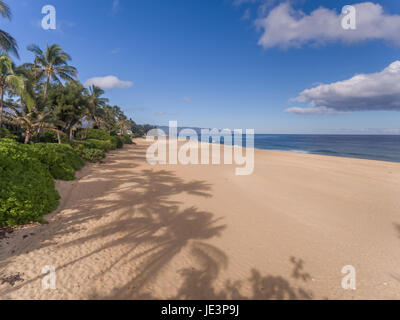 Plage vue aérienne sur la côte nord d'Oahu, Hawaii Banque D'Images