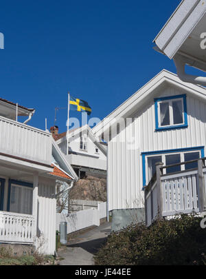 La petite ville de In Kitchen, sur la côte ouest de la Suède, une destination de vacances, des ruelles étroites et des maisons pittoresques Banque D'Images