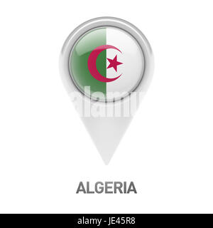 Drapeau Algérie isolé sur fond blanc Banque D'Images