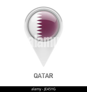 Drapeau Qatar isolé sur fond blanc Banque D'Images