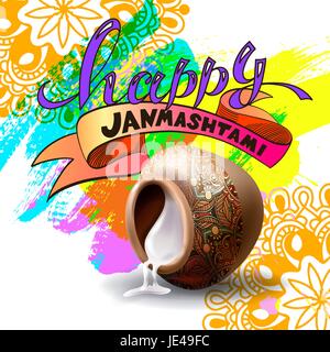 Happy janmashtami célébration design de bannières Illustration de Vecteur