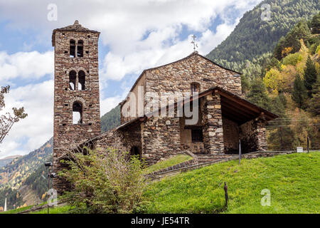 Sant Joan de Caselles (Canillo, Andorre). Église romane construire au 12ème siècle. Banque D'Images