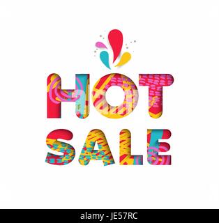 Vente chaude texte multicolore devis, typographie en 3d paper cut style. Offre spéciale grande commode de la publicité. Vecteur EPS10. Illustration de Vecteur