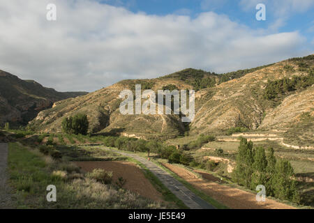 Belle Vallée de Alhama, La région viticole de Rioja, Espagne. Banque D'Images