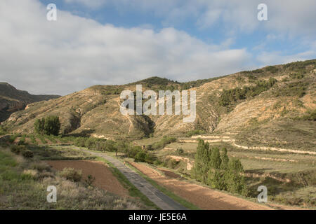 Belle Vallée de Alhama, La région viticole de Rioja, Espagne. Banque D'Images