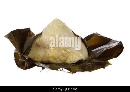 Boulette de riz gluant sur fond blanc Banque D'Images