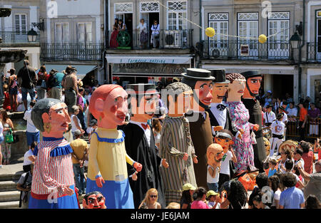 Platysternon traditionnels masques du Minho. Notre Dame de l'agonie des festivités, la plus grande fête traditionnelle au Portugal. Viana do Castelo Banque D'Images